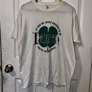 Vintage Delta St Patricks Day T Shirt Mens L White Irish Short Sleeve